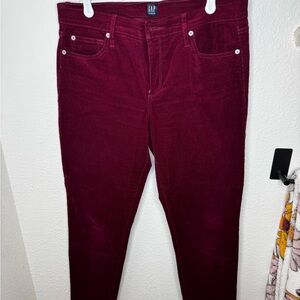 GAP burgundy Skinny Pants with Stylish Stitching